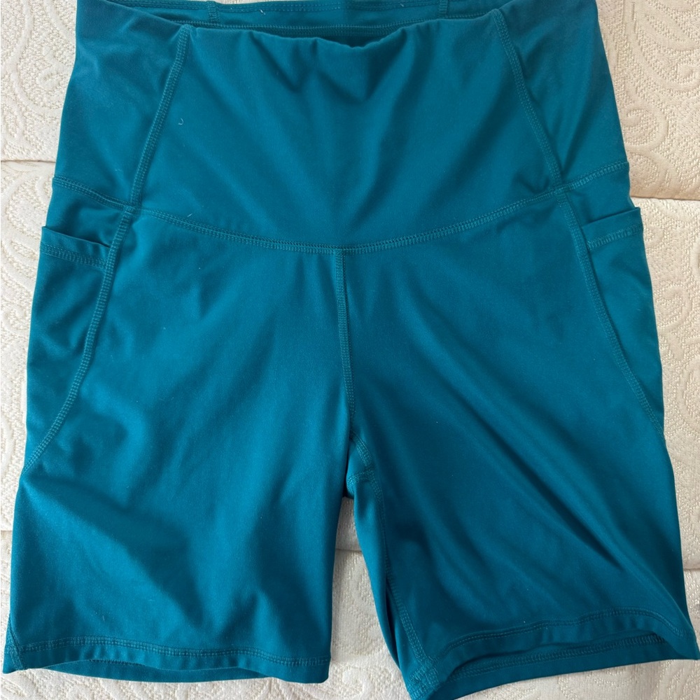 all in motion Teal High-Rise Bike Shorts with Side Pockets